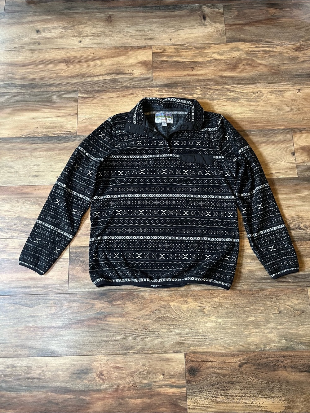 Jachs Fair Isle Fleece Pullover Jacket Small Nordic Aztec Quarter Snap Cozy